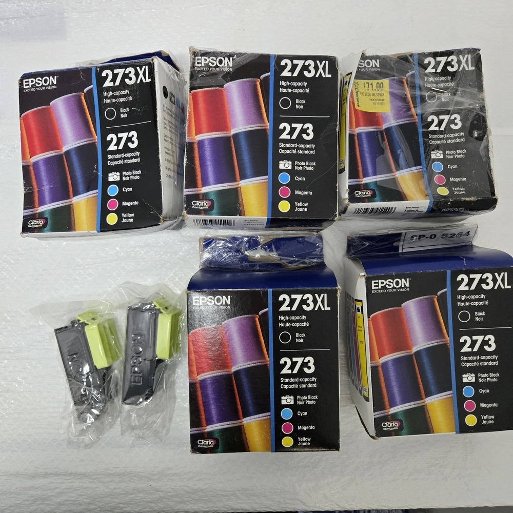 5x Epson 273XL/273 Genuine Ink 5-Pack + 2 Yellow OEM Expired Open Box